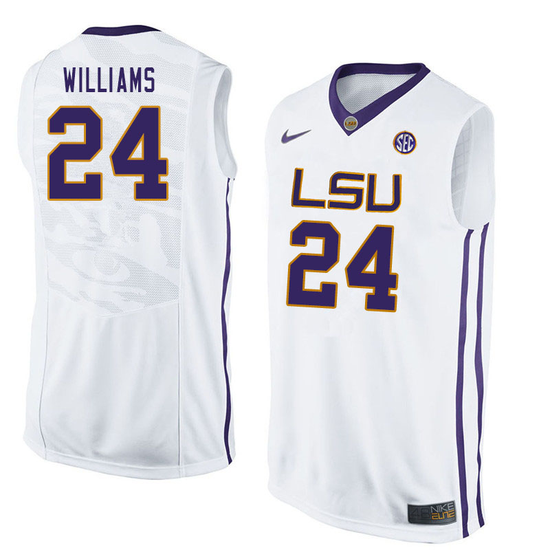 Men #24 Emmitt Williams LSU Tigers College Basketball Jerseys Sale-White